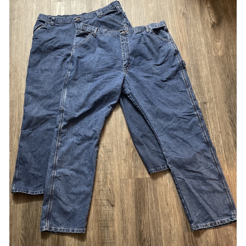 Wrangler Carpenter Jeans mens 42x32 & 42 X 34 Blue Denim Straight Leg Workwear